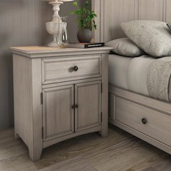Antique White Finish 1-Drawer Cupboard Nightstand