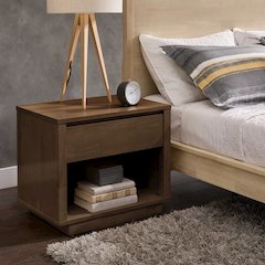Walnut Finish 1-Drawer Nightstand