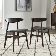 Set of 2, Black Finish Black Matte Pvc Side Chair