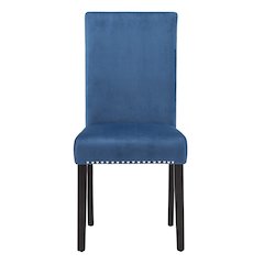 Set of 2, Espresso Finish Blue Velvet Dining Chair