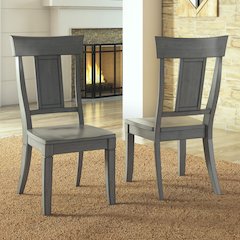 Set of 2, Antique Grey Finish Panel Back Side Chair