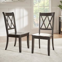 Set of 2, Antique Black Finish Double X Back Side Chair