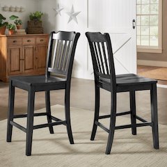 Set of 2, Antique Black Finish Spindle Back Counter Height Chair