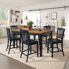 Set of 2, Antique Denim Finish Spindle Back Counter Height Chair