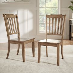 Set of 2, Oak Finish Spindle Back Side Chair