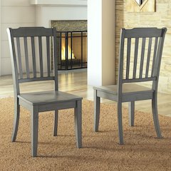 Set of 2, Antique Grey Finish Spindle Back Side Chair
