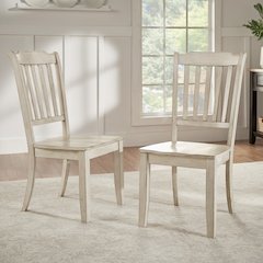 Set of 2, Antique White Finish Spindle Back Side Chair