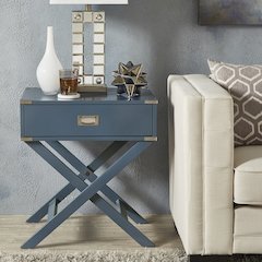 Blue Finish X-Base Box Nightstand