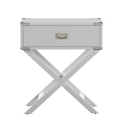White Finish X-Base Box Nightstand