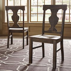 Set of 2, Wire Brushed Oak Finish Dining Chair