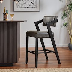Black Wash Finish Charcoal PU Bar Height Chair