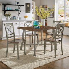 Two-Tone Rustic Oak & Antique Grey Finish 5Pc Pack Dining Set