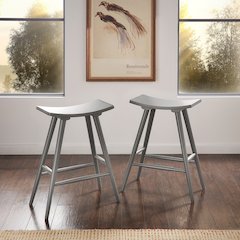 Set of 2, Frost Grey Finish Counter Height Stool