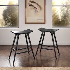 Set of 2, Vulcan Black Finish Counter Height Stool