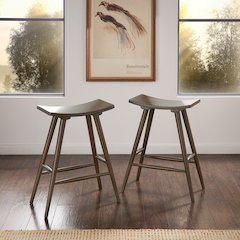 Set of 2, Dark Walnut Finish Counter Height Stool