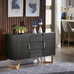 Black Finish Server With Gold Metal Base