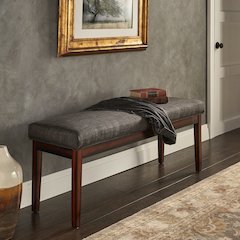 Espresso Finish Dark Grey Linen 52"W Bench