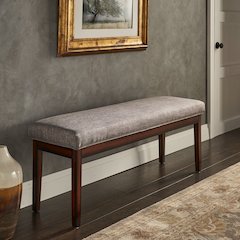 Espresso Finish Grey Linen 52"W Bench