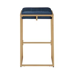 Set of 2, Gold Finish Dark Green Velvet Counter Height Stool