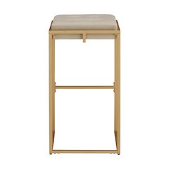 Set of 2, Gold Finish Beige Velvet Bar Height Stool