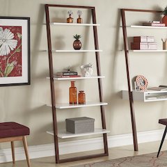 Two-Tone Espresso & White Finish 28"W Ladder Bookcase