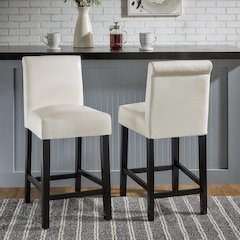 Set of 2, White Vinyl Counter Height Chair