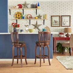 Dark Grey Linen Swivel Bar Height Chair