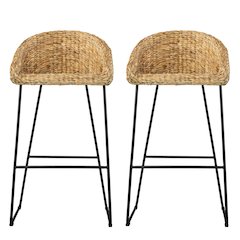 Landrine Water Hyacinth Bar Stools – 2pc Set