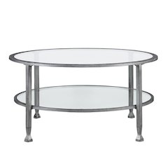 Jaymes Metal/Glass Round Cocktail Table - Silver