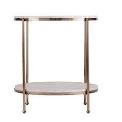 Silas Round Faux Stone End Table