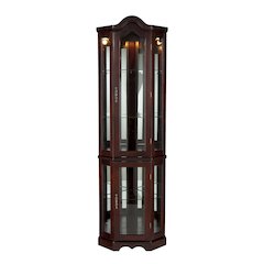 Canterdale Lighted Corner Curio Cabinet - Mahogany