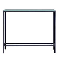 Darrin Narrow Mini Console Table with Mirrored Top – Gunmetal Gray