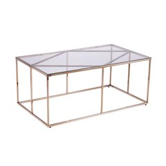 Nicholance Contemporary Glass-Top Cocktail Table in Gold Color