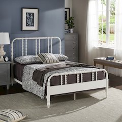 White Finish Metal Spool Full Bed