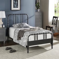 Black Finish Metal Spool Twin Bed