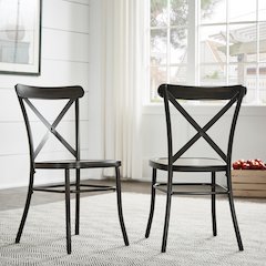 Set of 2, Antique Black Finish Metal Dining Chair