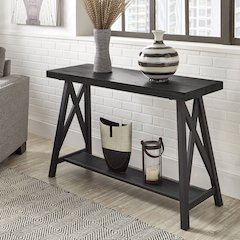 Black Finish Sofa Table With Shelf