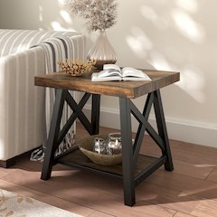 Brown Finish End Table With Shelf