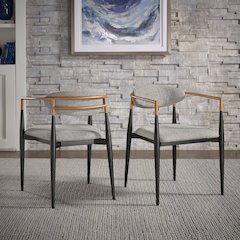 Set of 2, Two-Tone Amber Dust & Black Metal Light Grey Dining Chair