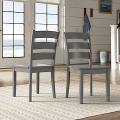 Set of 2, Antique Grey Finish Ladder Back Side Chair