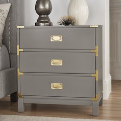 Frost Grey Finish Nightstand With 3 Drawers
