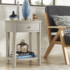 Silver Birch Finish Oval Accent Table