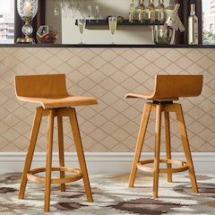 Set of 2, Nature Finish Counter Height Chair