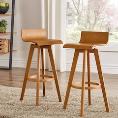 Set of 2, Nature Finish Bar Height Chair