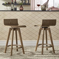 Set of 2, Walnut Finish Counter Height Chair