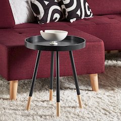 Black Finish Round Tray End Table