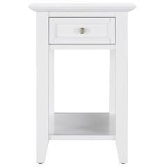 White Finish End Table With Power Outlet