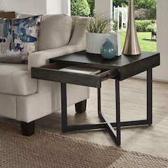Black Finish End Table With 1 Drawer
