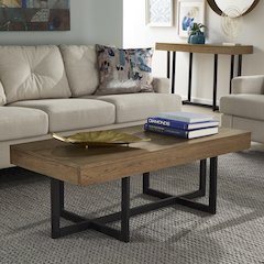 Brown Finish Coffee Table With 2 Drawers