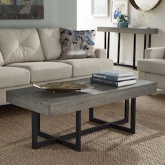 Grey Finish Coffee Table With 2 Drawers